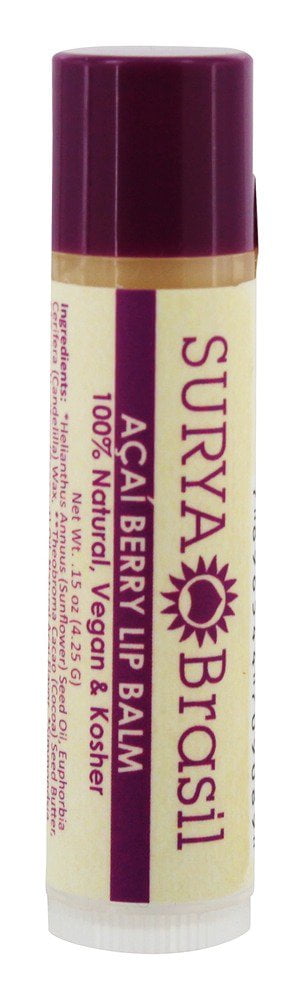 Surya Brasil - 100% Natural Lip Balm Acai Berry - 0.15 oz. (pack of 6) The Elixir Beauty MJ Care Mask Sheet 35 PCS Mask Pack Essence Facial Mask Korean Cosmetic (23g, Acerola)